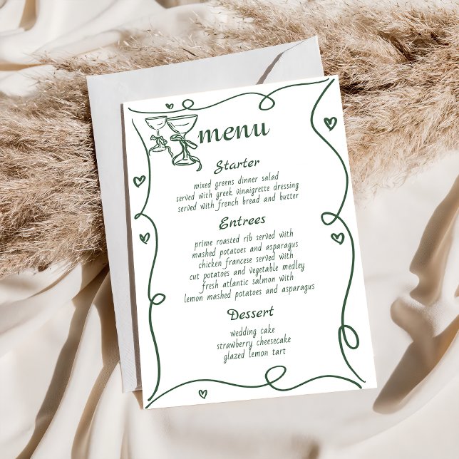 Menu de Casamento de Champanhe Desenhado à Mão (Criador carregado)