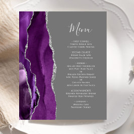 Menu de Casamento de Cinzas de Agata de Prata Púrp