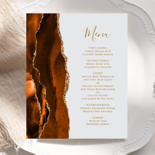 Menu de Casamento de Cinzas de Agata Laranja Doura