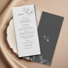 Menu de Casamento de cinzas Florais Elegante