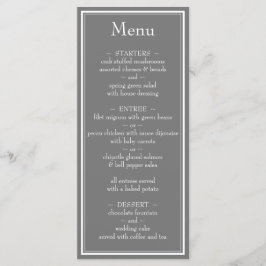 Menu de Casamento de Cinzas Minimalista Moderno
