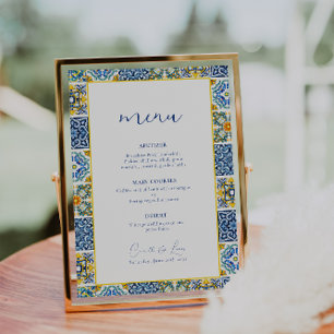 Menu de casamento de citrinos do Mediterrâneo azul