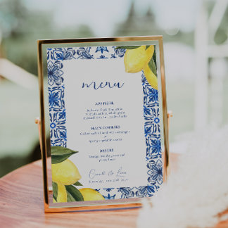 Menu de casamento de citros do Mediterrâneo azul