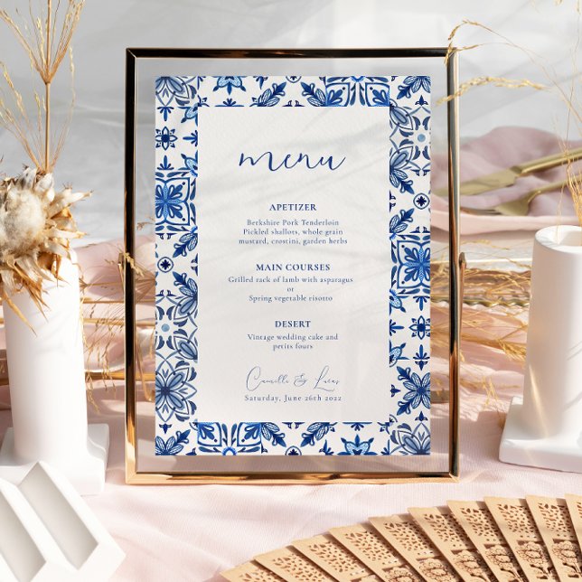 Menu de casamento de citros do Mediterrâneo azul (Criador carregado)