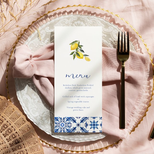 Menu de casamento de citros do Mediterrâneo azul (Criador carregado)