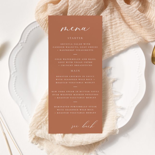 Menu de Casamento de Clay de Script Elegante Moder (Criador carregado)