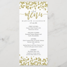 Menu de Casamento de Confetti Branco e Dourado
