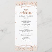 Menu de Casamento de Confetti Dourado e Faixa de A