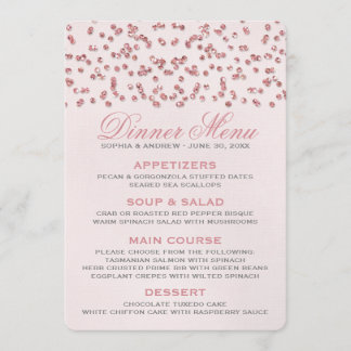 Menu de Casamento de Confetti Glitter Rosa