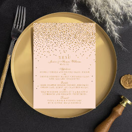 Menu de Casamento de Confetti Rosa e Dourado