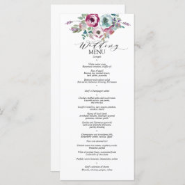 Menu de Casamento de Cor de Água Floral da Mint &