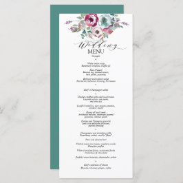 Menu de Casamento de Cor de Água Floral da Mint &