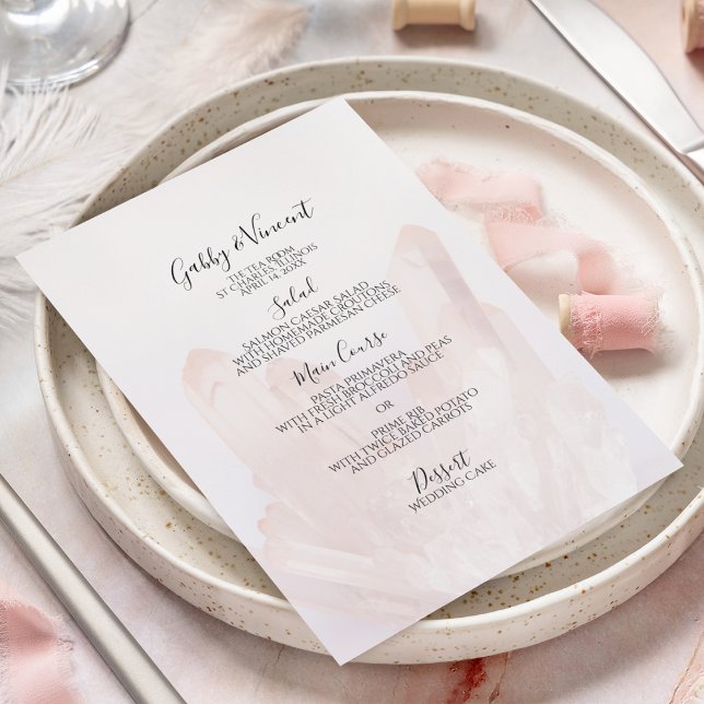 Menu de Casamento de Cristais Cor-de-Rosa Claro (Criador carregado)