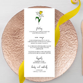 Menu de Casamento de Daffodil Minimalista
