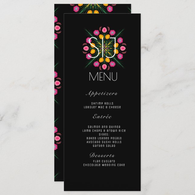 Menu de Casamento de Dawn Mão-de-Mão das Florestas (Frente/Verso)