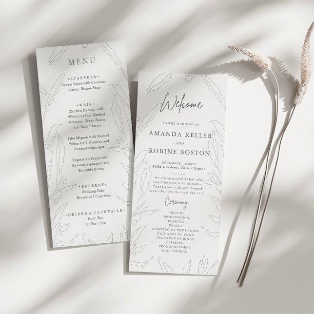 Menu de Casamento de Desenho Floral Elegante (Criador carregado)