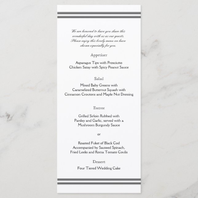 Menu de Casamento de Destino de Las Vegas (Frente)