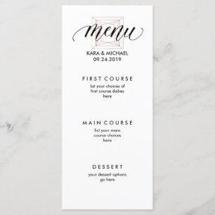 Menu de Casamento de Diamantes Geométricos Moderno