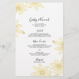 Menu de Casamento de Disies Amarelas Pálidas