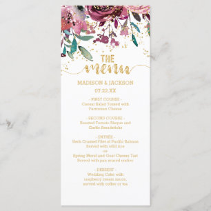 Menu de Casamento de Dourado Confetti com Stripes