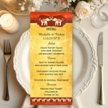 Menu de Casamento de Elefantes Românticos