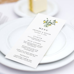 Menu de Casamento de Esquema de Limão de Verão