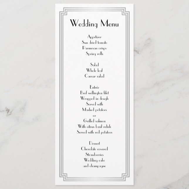 Menu de Casamento de Excelente Personalizado Gatsb (Frente)