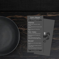 Menu de Casamento de Fantasia do Dragão Negro Cinz