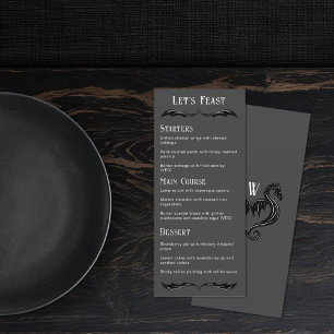 Menu de Casamento de Fantasia do Dragão Negro Cinz