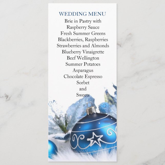 Menu de Casamento de Feriado Azul (Frente)