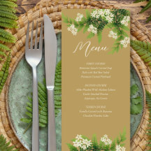 Menu de Casamento de Ferns Flores