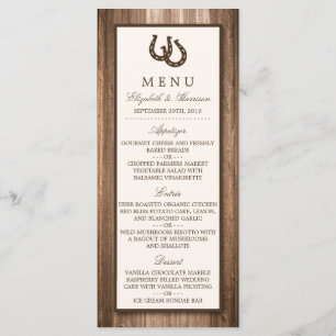 Menu de Casamento de Ferradura Rústica do País e M