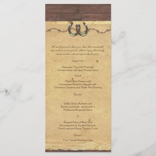 Menu de Casamento de Ferraduras Feridas Barbed (Frente)