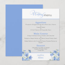 Menu de Casamento de Flor Azul