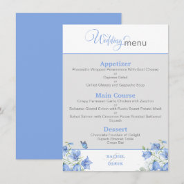 Menu de Casamento de Flor Azul