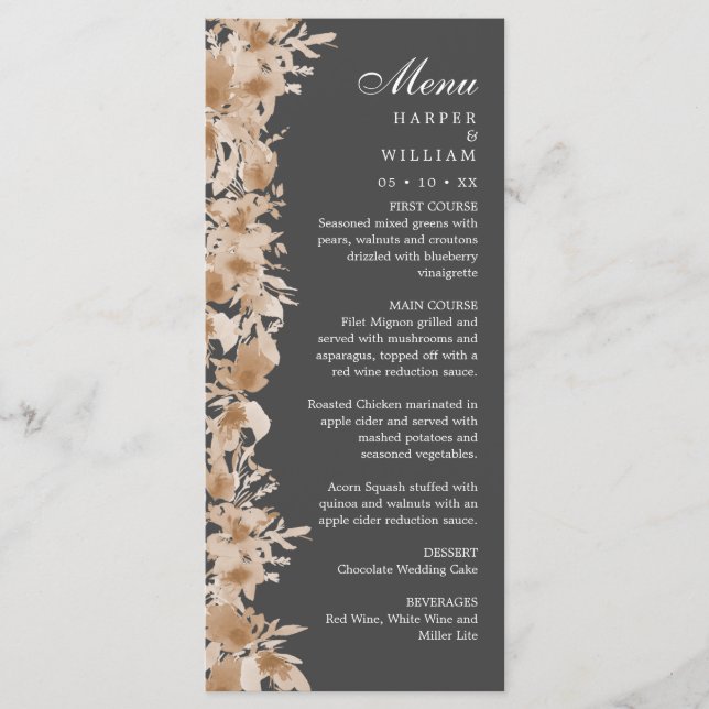 Menu de casamento de flor selvagem de boho de verã (Frente)