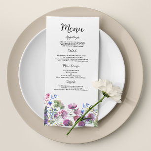 Menu de Casamento de Flor Selvagem Púrpura de lava