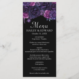 Menu de Casamento de Florais Góticos Roxos Escuros