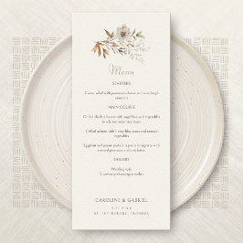 Menu de Casamento de Flores Selvagens Minimalistas