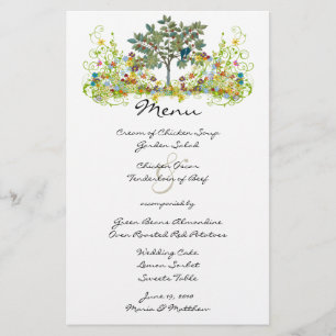 Menu de Casamento de Floresta Estética de Cottagco