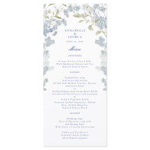 Menu de Casamento de Florestas Azul Francês