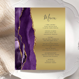 Menu de Casamento de Folha de Ouro Gelado Roxo de 