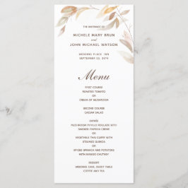 Menu de Casamento de Folha de Outono de Aquarela