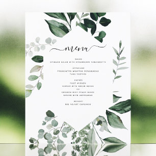 Menu de Casamento de Folhagem de Verde Botânico