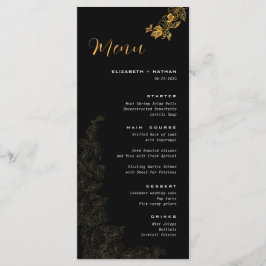 Menu de Casamento de Folhagem do Ouro Negro Elegan