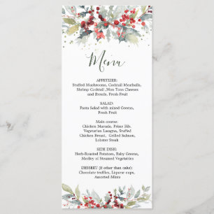Menu de Casamento de Folhagem Vermelha Berries Gre