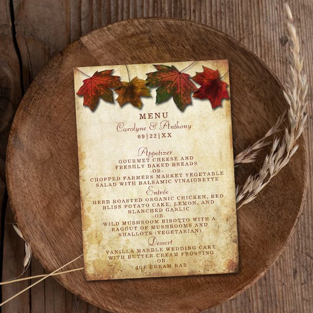 Menu de Casamento de Folhas de outono (Criador carregado)