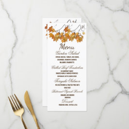 Menu de Casamento de Folhas do Outono Artístico