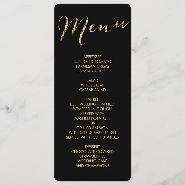 Menu De Casamento De Folhas Ouro E Negra Redonda E (Frente)