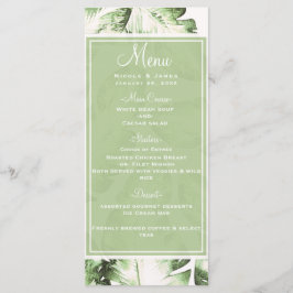 Menu de Casamento de Folhas Tropicais Verde Branco